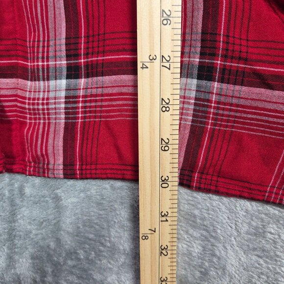 J Jill Top Womens Small Red Plaid Button Up Flowy Tunic Pockets Western Boho - Picture 8 of 8